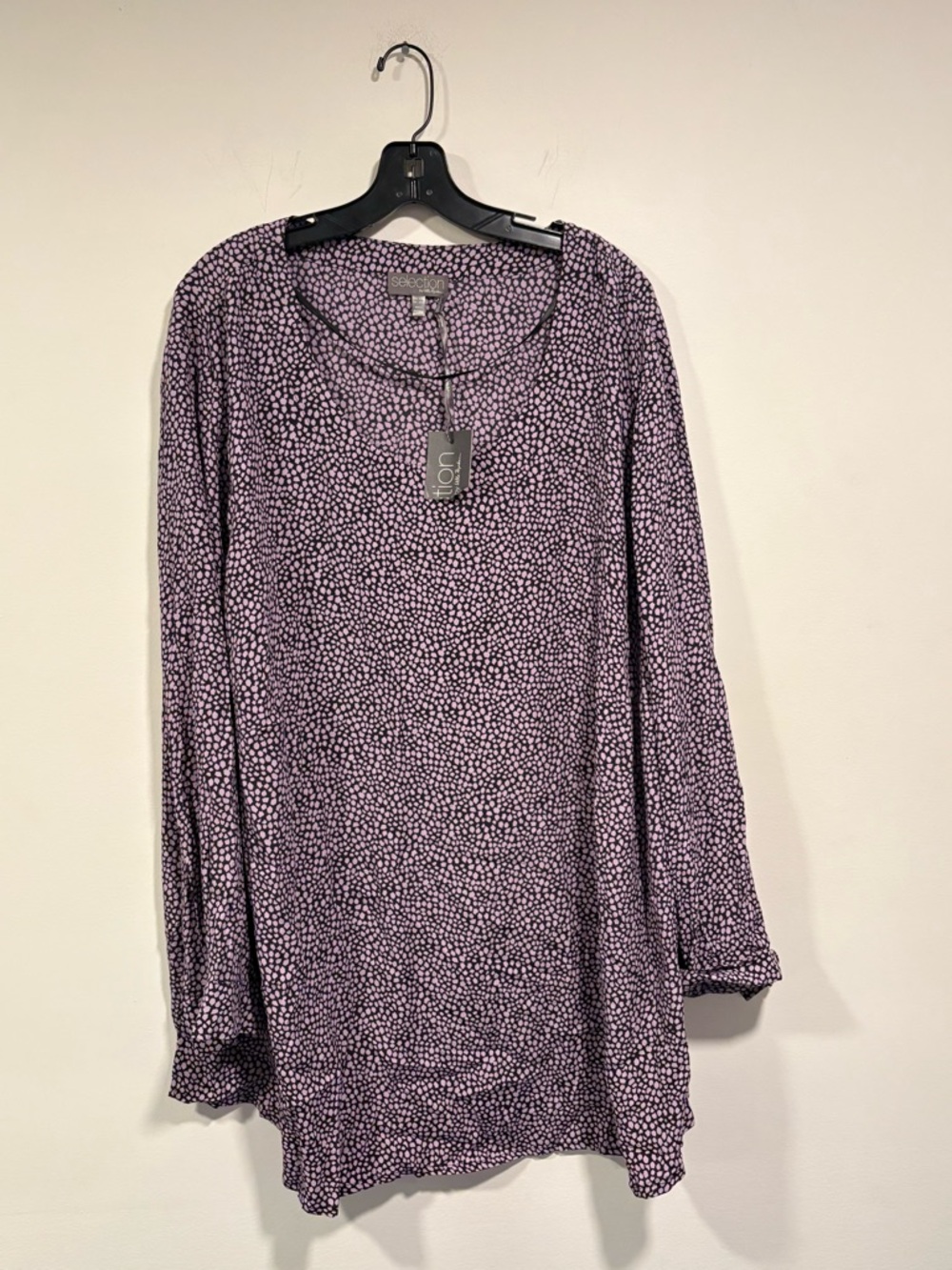 Ulla Popken Lavender Purple Dot-Print Long Sleeve Tunic